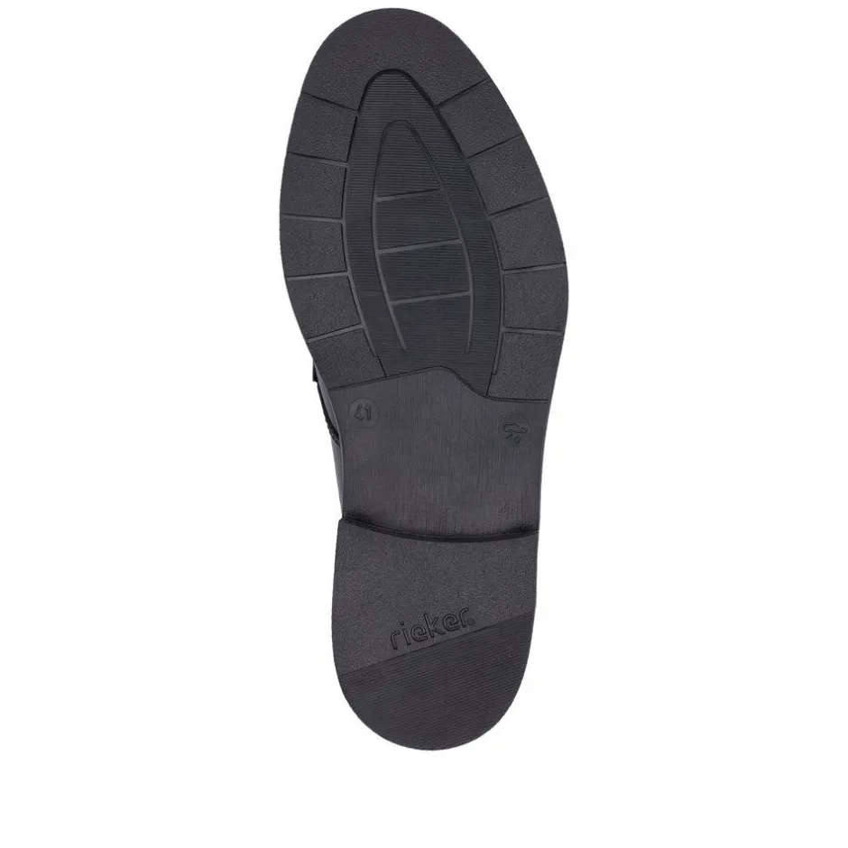 Rieker Men Easy On Elasticated Lace Shoe - Black Leather