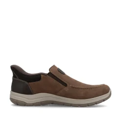 Rieker Men Easy On Slip On Shoe - Brown Combi Leather