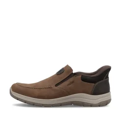 Rieker Men Easy On Slip On Shoe - Brown Combi Leather