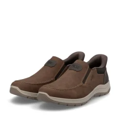 Rieker Men Easy On Slip On Shoe - Brown Combi Leather