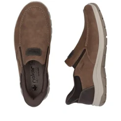 Rieker Men Easy On Slip On Shoe - Brown Combi Leather