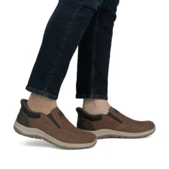 Rieker Men Easy On Slip On Shoe - Brown Combi Leather