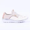 Women Rieker Elasticated Lace Slip On Trainer - Cream Rose Gold