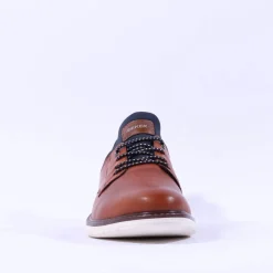 Rieker Men Elasticated Lace Slip On Shoe - Brown Navy