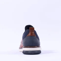 Rieker Men Elasticated Lace Slip On Shoe - Brown Navy