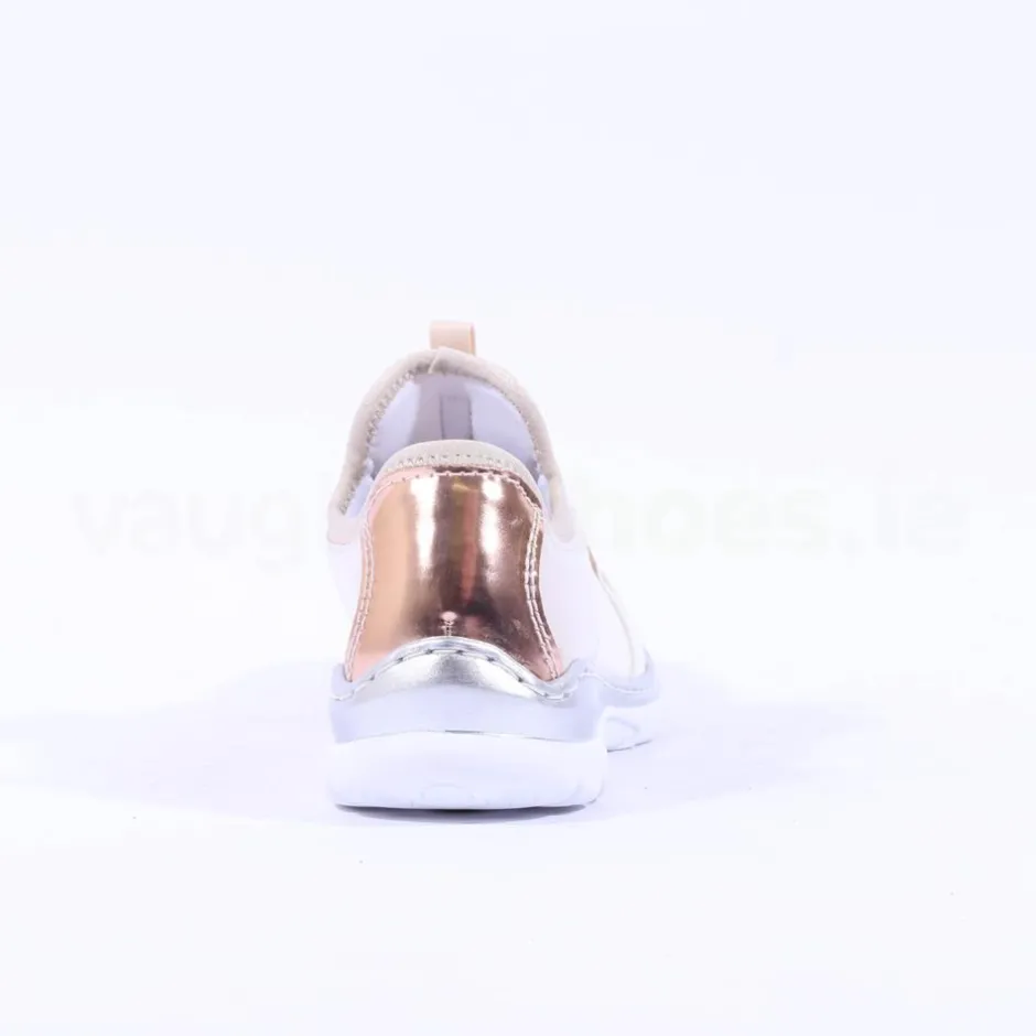 Women Rieker Elasticated Lace Slip On Trainer - Cream Rose Gold