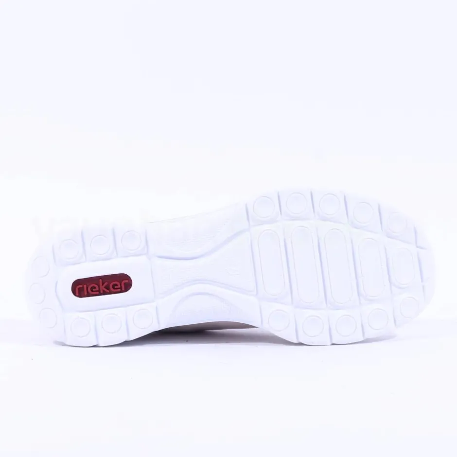 Women Rieker Elasticated Lace Slip On Trainer - Cream Rose Gold
