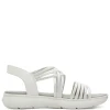 Women Jana Elasticated Strappy Platform Sandal - White Silver