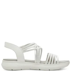 Women Jana Elasticated Strappy Platform Sandal - White Silver