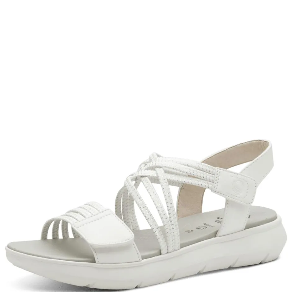 Women Jana Elasticated Strappy Platform Sandal - White Silver