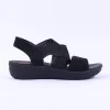 Women Jana Elasticated Strappy Sandal - Black Fabric