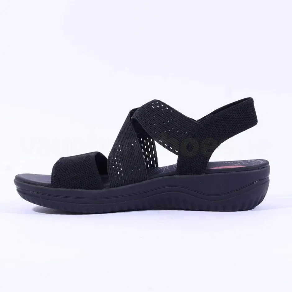 Women Jana Elasticated Strappy Sandal - Black Fabric