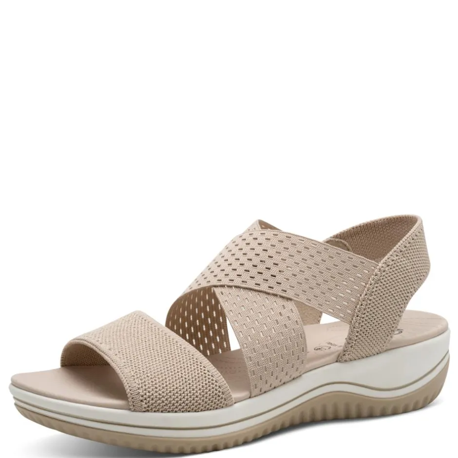 Women Jana Elasticated Strappy Sandal - Beige Gold