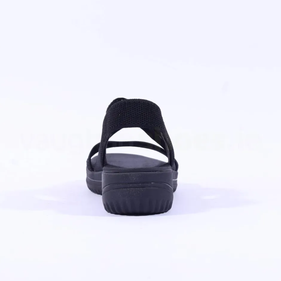 Women Jana Elasticated Strappy Sandal - Black Fabric