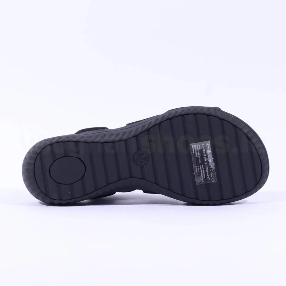 Women Jana Elasticated Strappy Sandal - Black Fabric