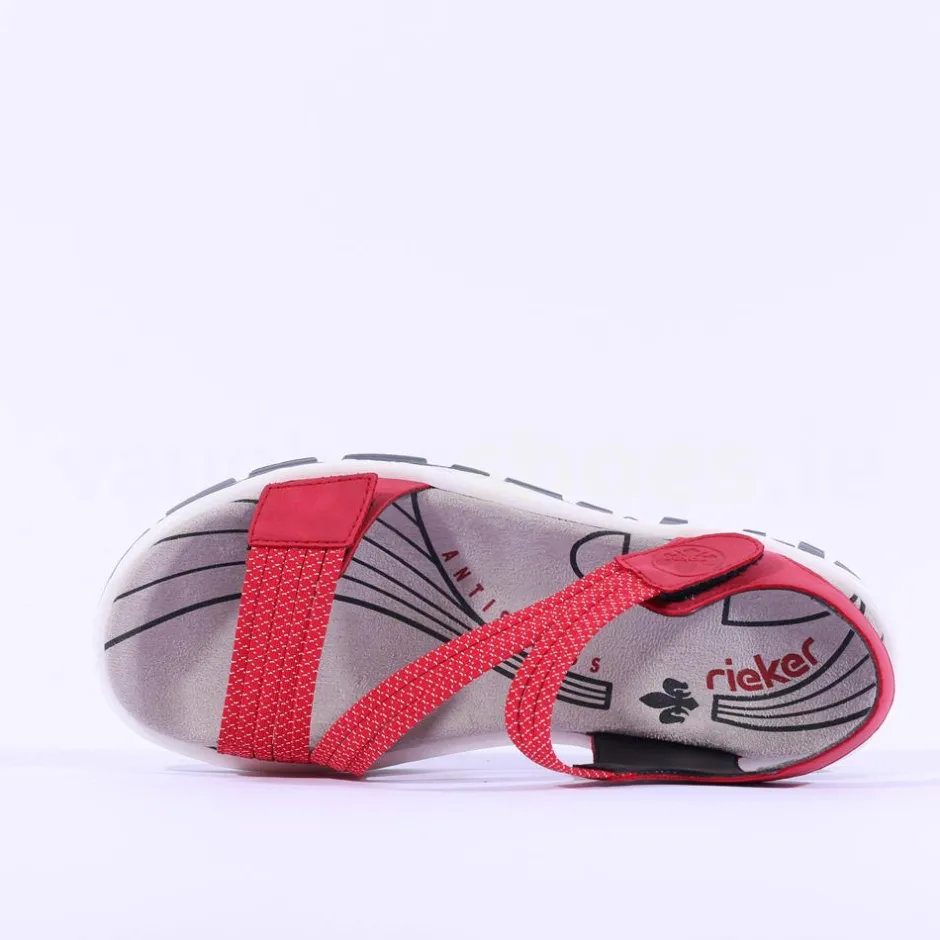 Women Rieker Elasticated Strappy Sandal - Red