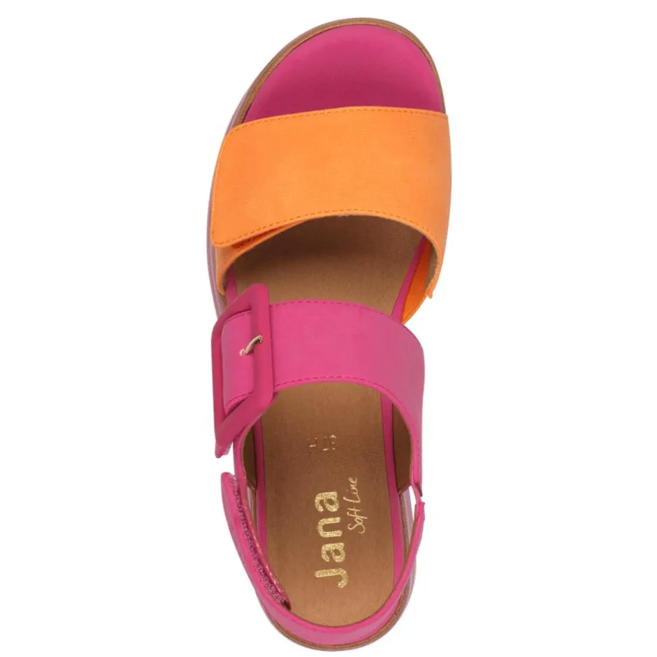 Women Jana Elenore Double Velcro Strap Sandal - Fuchsia Orange