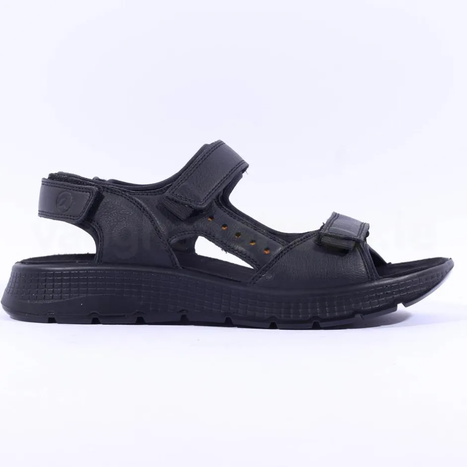Ara Men Elio Wide Sporty Velcro Sandal - All Black
