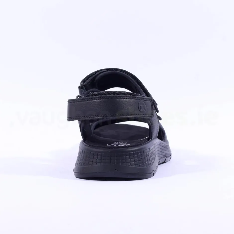 Ara Men Elio Wide Sporty Velcro Sandal - All Black