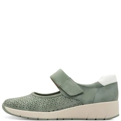 Women Jana Eloq Perforated Velcro Strap Shoe - Sage