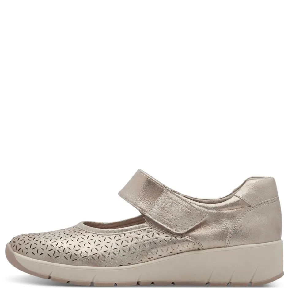 Women Jana Eloq Perforated Velcro Strap Shoe - Rose Gold