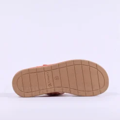 Women Caprice Elvana Low Two Strap Mule Sandal - Orange Suede