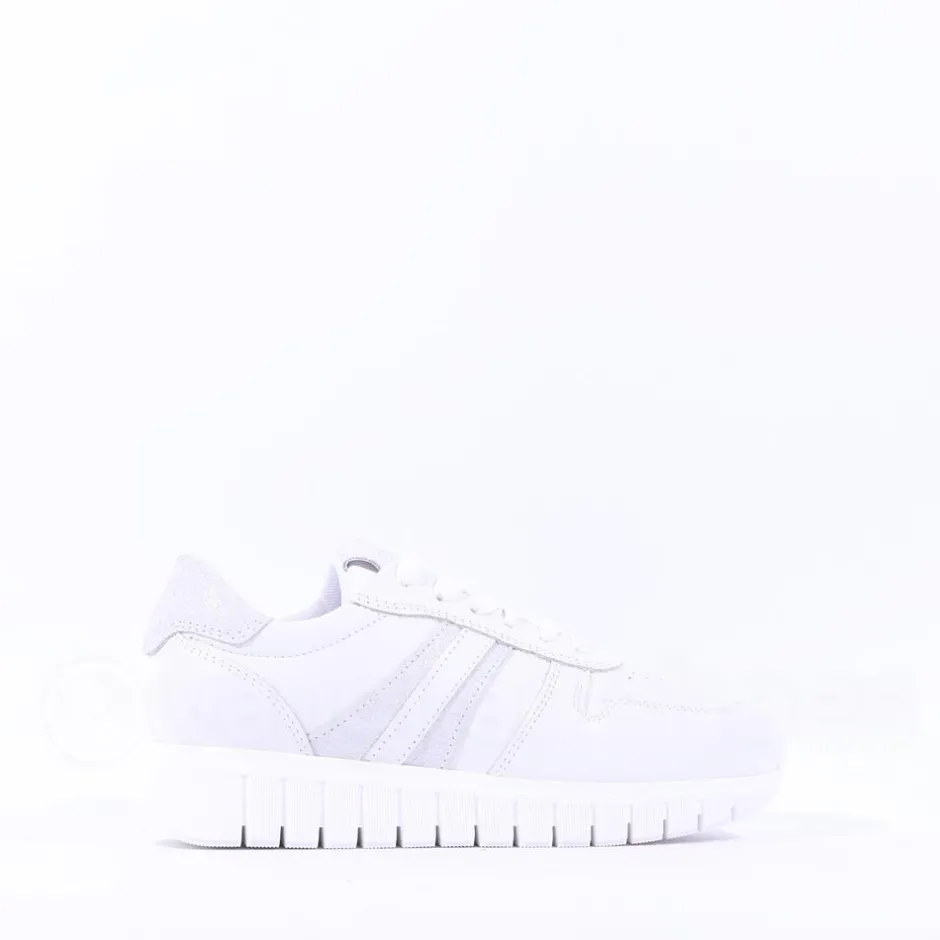 Women Tamaris Emma Platform Striped Trainer - White Combi