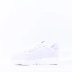 Women Tamaris Emma Platform Striped Trainer - White Combi