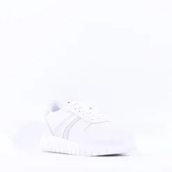 Women Tamaris Emma Platform Striped Trainer - White Combi
