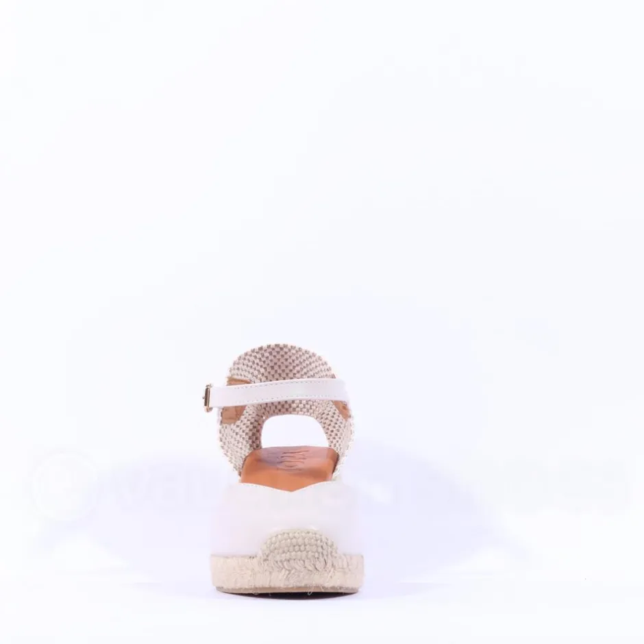 Women Wonders Ena Covered Espadrille Wedge - Ivory Leather