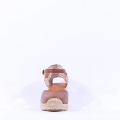 Women Wonders Ena Covered Espadrille Wedge - Cognac Leather
