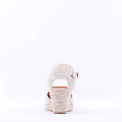 Women Wonders Ena Covered Espadrille Wedge - Ivory Leather