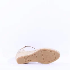Women Wonders Ena Covered Espadrille Wedge - Ivory Leather