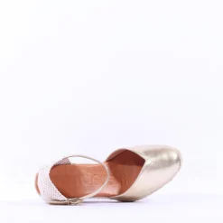 Women Wonders Ena Covered Espadrille Wedge - Gold Leather