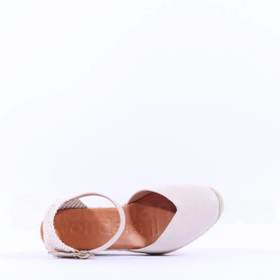 Women Wonders Ena Covered Espadrille Wedge - Ivory Leather
