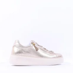Women Gabor Epsom Light Platform Zip Trainer - Gold Leather