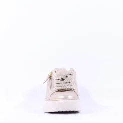 Women Gabor Epsom Light Platform Zip Trainer - Gold Leather