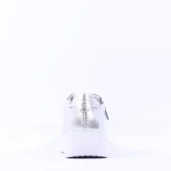 Women Gabor Epsom Light Platform Zip Trainer - Silver Leather