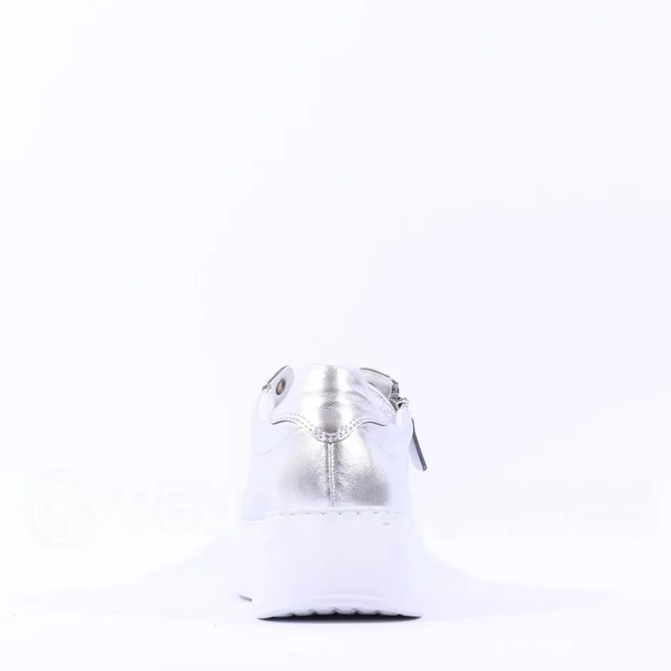 Women Gabor Epsom Light Platform Zip Trainer - Silver Leather