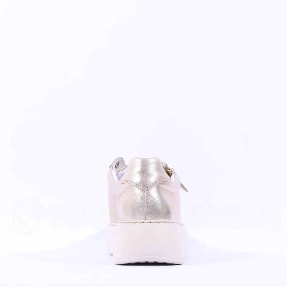 Women Gabor Epsom Light Platform Zip Trainer - Gold Leather