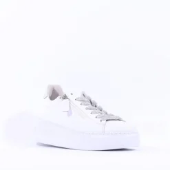 Women Gabor Epsom Light Platform Zip Trainer - Silver Combi