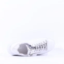Women Gabor Epsom Light Platform Zip Trainer - Silver Combi