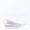 Women Gabor Epworth Espradrille Slip On Wedge - Silver Metallic