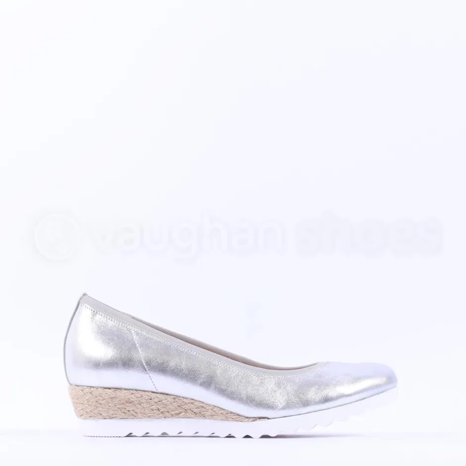 Women Gabor Epworth Espradrille Slip On Wedge - Silver Metallic