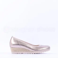 Women Gabor Epworth Espradrille Slip On Wedge - Gold Metallic