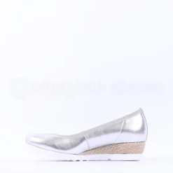 Women Gabor Epworth Espradrille Slip On Wedge - Silver Metallic