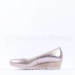 Women Gabor Epworth Espradrille Slip On Wedge - Gold Metallic