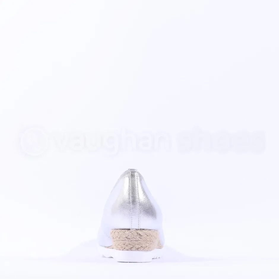 Women Gabor Epworth Espradrille Slip On Wedge - Silver Metallic