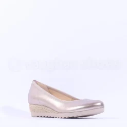 Women Gabor Epworth Espradrille Slip On Wedge - Gold Metallic