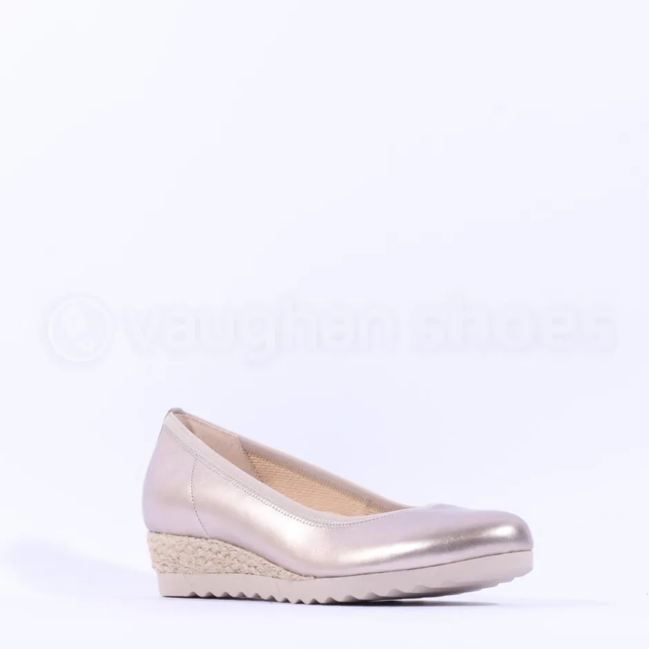 Women Gabor Epworth Espradrille Slip On Wedge - Gold Metallic